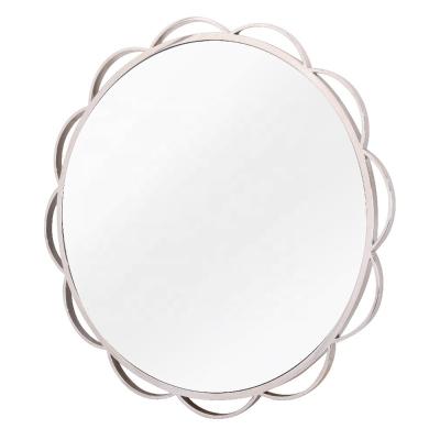 China Artistic Minimalist Fresh Design Flower Petal Shape Frame Customized Color Around Wall Hanging Mirror For Hallway Living Room Entrance OEM ODM for sale