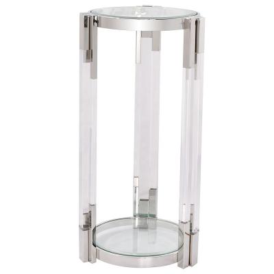 China Stainless Steel + Glass + Acrylic Modern Luxury Design Customized Color Stainless Steel Acrylic Frame And Round Clear Glass Flower Stand For Corners Hallway OEM for sale