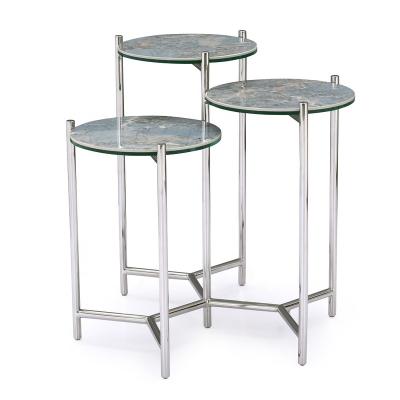 China Modern 3-in-1 Ceramic Glass Display Stand Stainless + Natural Marble Pedestal with Stainless Steel Base and Tabletop Ceramic Natural Marble Glass for Living Room OEM for sale