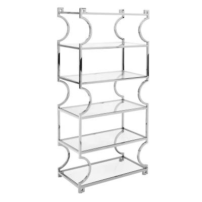 China Modern fine workmanship simple design curve and line display rack with stainless steel frame glass rack for living room hallway showroom ODM OEM for sale