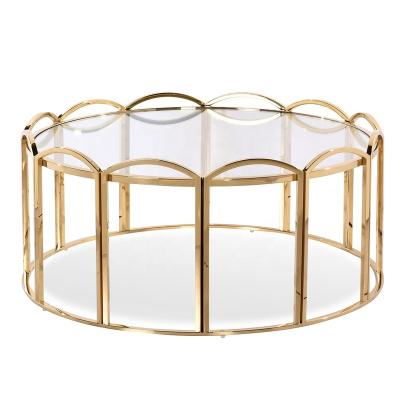 China Contemporary Artistic Cool Design Flower Petal Shape Frame Coffee Table With Clear Glass Tabletop Customized For Living Room Living Room ODM OEM for sale