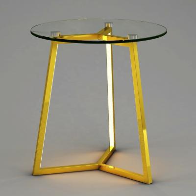 China Stainless Steel + Glass + Luxury LED Strip Embedded End Table with Stainless Steel Frame and Glass Table Top for Living Room Apartment Bedroom OEM ODM for sale