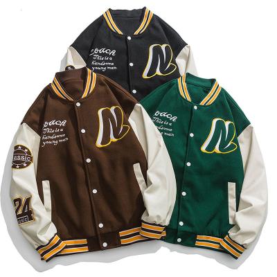 China Custom Men's College Couples Black Logo Leather Sleeves Embroidery Patches Jacket Letterman Varsity Jacket Light Blue QUICK DRY Baseball for sale