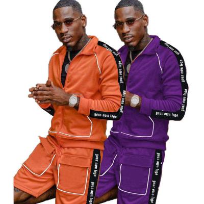 China Breathable Streetwear Sweatsuit Manufacturer Sweat Suit Shorts And Jacket Set Men's Reflective Short Tracksuits for sale