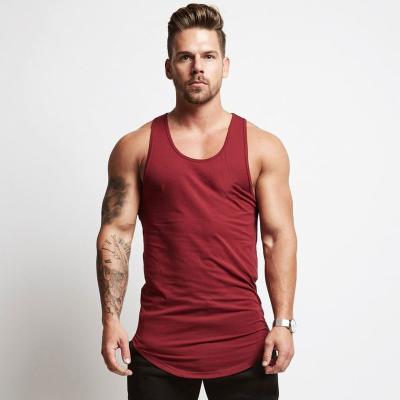 China QUICK DRY 100% Cotton Bodybuilding Exercise Vacuum Gym Cut Out Curved Edge Sublimation Workout Fit Sport Tank Top For Men for sale