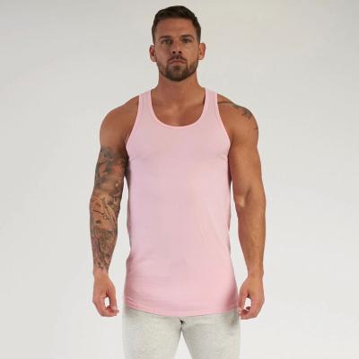 China QUICK DRY Men's Top Cotton Sleeveless Cuff Off Gym Stringer Tops Fitness Wear Tank Men's Workout Knit T-shirt for sale