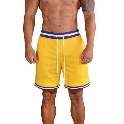 China QUICK DRY Custom Logo Cropped Fit Polyester Mesh Basketball Shorts Two Deep Side Edge Pockets Summer Mens Basic Shorts for sale