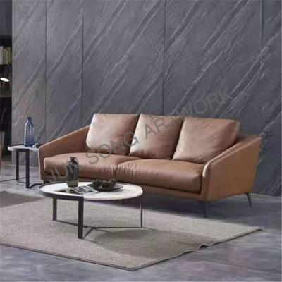 China JS E05 Modern Style Living Room Furniture Three Seat Sofa Leather Love Seat Sofa Nordic Modern Single Chair For Office Hall Metal Leg Sofa Set for sale