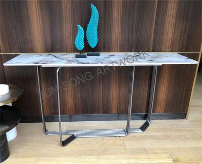 China JS G01 Modern Hotel Porch Furniture SS Modern Base Sintered Hallway Stone Top Luxury Natural Marble Decor for sale