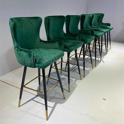 China JS Y129 Modern High Use Chair Bar Shop Decor Chinese Back Home Bar Stool High Also Dining Chair for sale