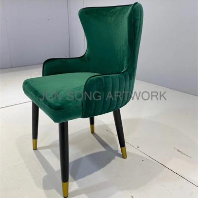 China JS Y27 Modern Luxury Design Home Use Chair Velvet Fabric Dining Chair With Sponge Seat Wooden Legs Commercial Furniture for sale