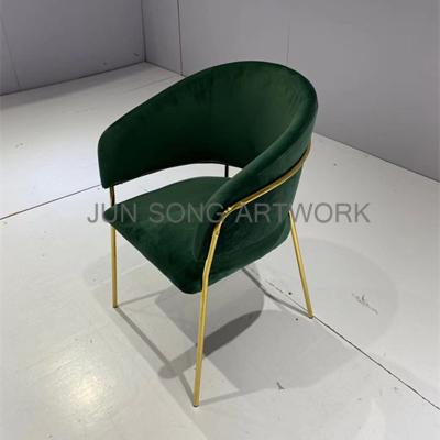 China JS Y114 Modern High Quality Hotel Furniture Upholstered Dining Chair Metal Legs Villa Room Chair for sale