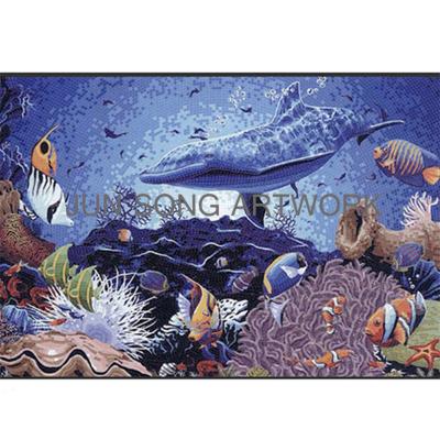 China JS MAM-DP06 Modern Dolphin Pattern Bathroom Tile Wall Decorative Glass Mosaic Art Tile for sale