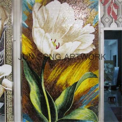 China JS MFL-ST31 design flower wall tile traditional kitchen glass mosaic tile new wall tile for sale