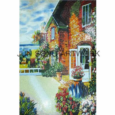 China Traditional JS MLS-BD01 Handcrafted Glass Mosaic Art Mural Hallway Wall Tile Mosaic Painting for sale