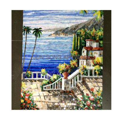 China JS MLS-BD04 Traditional Handmade Wall Mosaic Bedroom Wall Glass Painting Design for sale