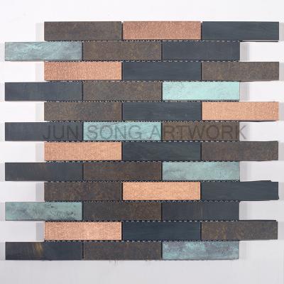 China YM01-CT004 Metal Strip Metal Mosaic Tile Design Luxury Home Decor Wholesale Luxury Colored Copper Mosaic Tiles for sale