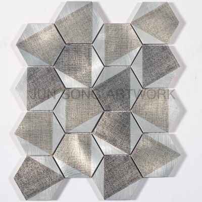 China JS Traditional Wholesale Chinese Hexagonal Aluminum Metal Mosaic Tiles Mosaic Restaurant Wall Tiles YM01-LP002 for sale