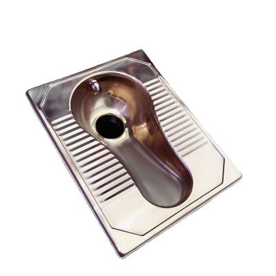 China Fenderless Newest and Popular Lavatory Stainless Steel Squat Pan with Gold Plating for sale