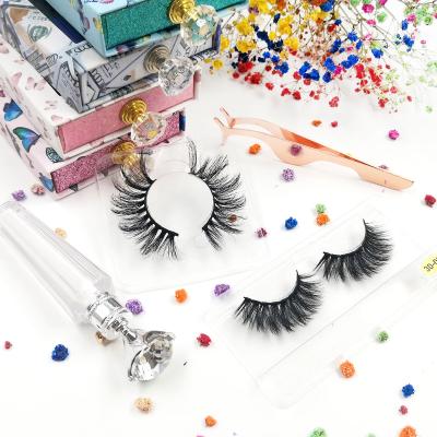 China High Quality Eyelash Packaging 25mm Mink Lashes Wholesale Thick Makeup Customized Lashes With Black Eyeliner for sale