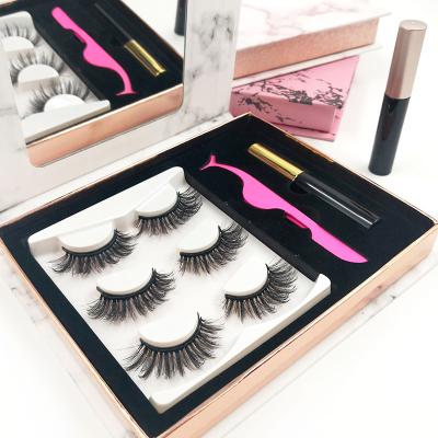 China Thick Custom Box Magnetic False Eyelash With Tweezers And Magnetic Eyeliner for sale