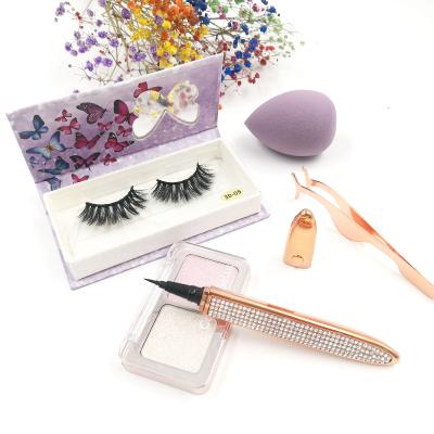 China New OEM Thick Black 3D Long Box Style Custom Packaging Magnetic Eyelashes And Lashes Eyeliner Set for sale