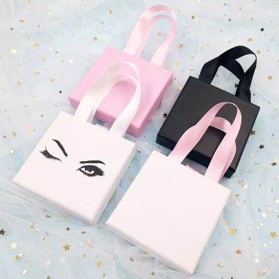 China Naturally Thick Eyelashes New Design Square 3d Mink Eyelash Packaging Box Cute Small Lashes Box Shopping Bag Custom Wholesale Seller for sale