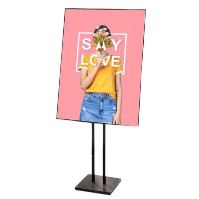 China Modern Customized Floor Standing Promotion Kt Board Display Rack Wrought Iron Signage Poster Frame Shopping Mall Advertising Display Stand for sale