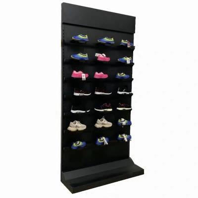 China Universal Wall Mounted Modern Exhibition Hall Metal Brand Sports Shoe Shop Rack Shoe Display Rack for sale