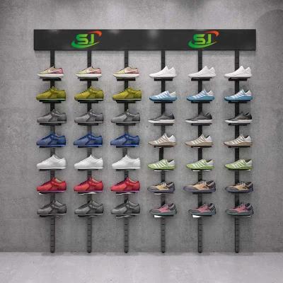 China Eco-friendly Material Adjustable Shoe Display Rack For Shop Design Your Own Logo Multilayer Sports Shoes Display Rack for sale