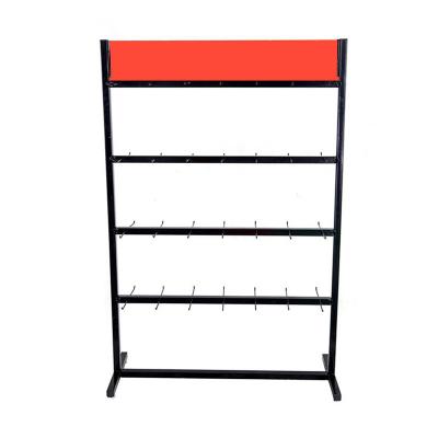 China Advertising Two Sides Metal Floor Display With Hooks Promotion Supermarket Rack for sale