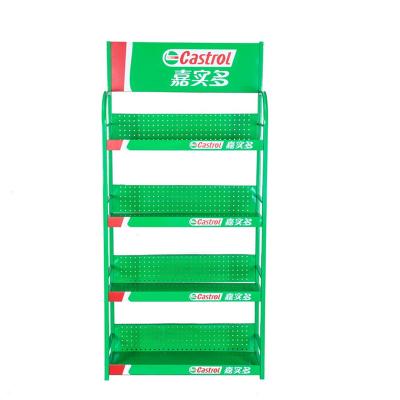 China Easy Assembly Metal Customized Logo 4 Tiers Panel Easy Assemble OEM Supermarket Shelf Display Rack Rack for sale