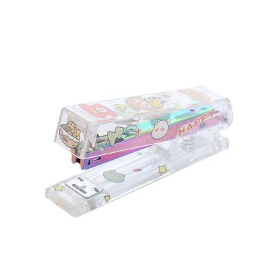 China School Home Office Wholesale Cute Transparent Rose Gold Acrylic Office School DIY Paper Stapler for sale