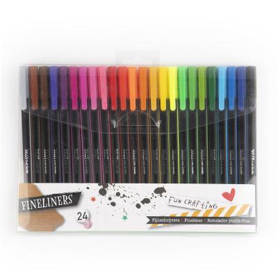 China Painting/Drawing Customized 24 Colors 0.4mm Finepoint Fineliner Ink Marker Pen For Kids Sketching Drawing for sale