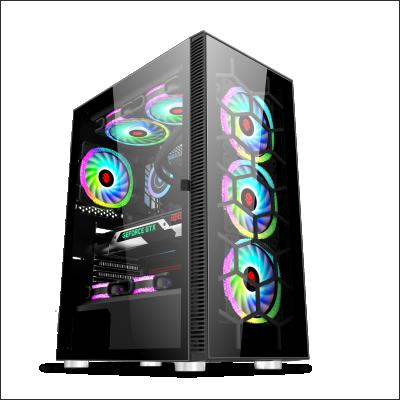 China Hot Selling Middle Computer Case Black RGB Tower Case Desktop PC For Gaming Case ATX Computer Cabinet for sale