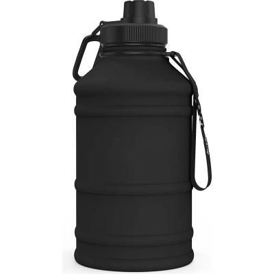 China Durable stainless steel 1.3 and 2.2 liter water bottle options - Metal gym BPA-free water bottle - Convenient nylon carrying strap and L for sale