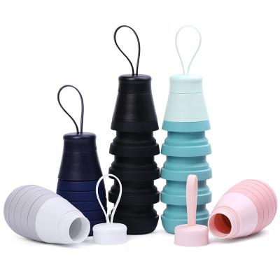 China Viable Wholesale 500ml Food Grade Silicone Bottle Portable Gym Drinking Sport Insulated Collapsible Silicone Travel Water Bottles for sale