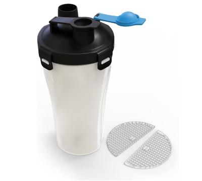 China Sustainable 350ML+350ML Double Shaker Custom Cup With Separate Two Compartments Water Bottle for sale