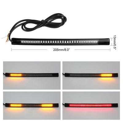 China Amber Color License Plate Light 48 LED Motorcycle Light Bar Red Strip ABS Dual Soft Rubber Tail Turn Signal Light for sale