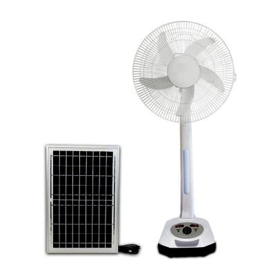 China 16 Inch Electric Floor Fan Stand Plastic Solar Rechargeable Fan With Night Light And Adoptor AC/DC Panel for sale