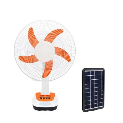 China DC 16 Inch Plastic Backup 9V 3W 6W 8W AC Solar Panel Rechargeable Charging Oscillating Fan With Led Light Copper Motor for sale