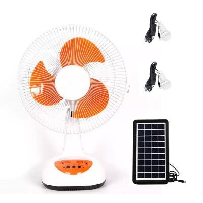 China AC/DC Powered / With 0.5 Hours Timer Electric Rechargeable DC Fan Solar Powered 12 Inch USB Dual Function Mobile Charger With 2 PCS 6V Bulb And 9V Solar Pan for sale