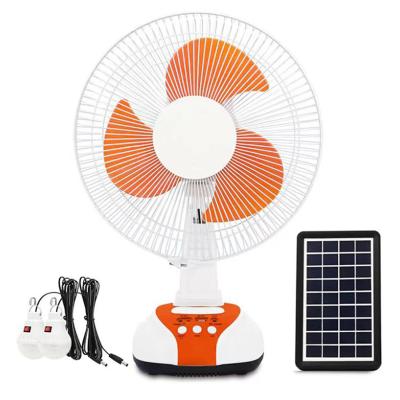 China Cooling Air+LED Light+Power Output 12 Inch Desk Fan Outdoor Swing 110V 220V Rechargeable Solar Table Fan With Light for sale