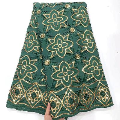 China Handmade Hot Sales Customized African Lace Fabric With Embroidered Sequins Flower To Lace Fabric For Women for sale