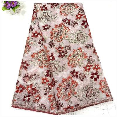 China New Viable Design Nigerian Jacquard Material African Flower Embroidery Brocade Organza Lace Fabric For Dress Dress for sale