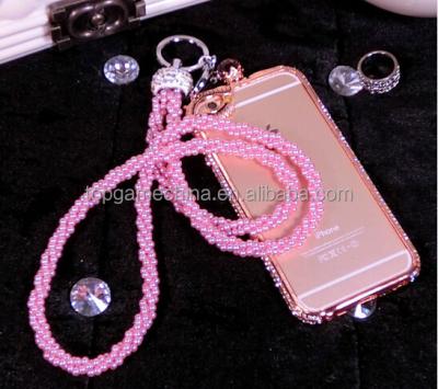 China 2016 Fashion Rhinestone+Metal Long Chain For Mobile Phone Neck Hang Rope Straps for sale