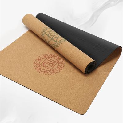 China Cork Rubber Eco Friendly Private Label Best Anti Slip Natural Cork Rubber Yoga Mat for sale