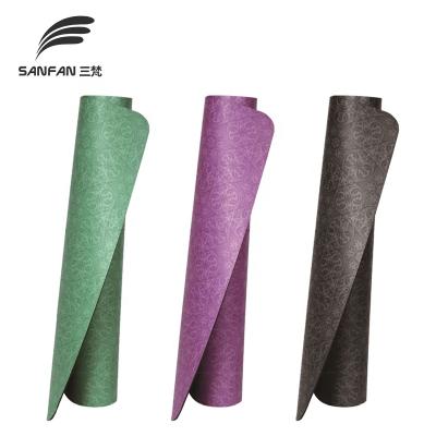 China Natural Rubber Yoga Mat Custom Print Eco Friendly SANFAN PU Pilates Mat Professional Vendor Durable Non-Slip Exercise Fitness for sale