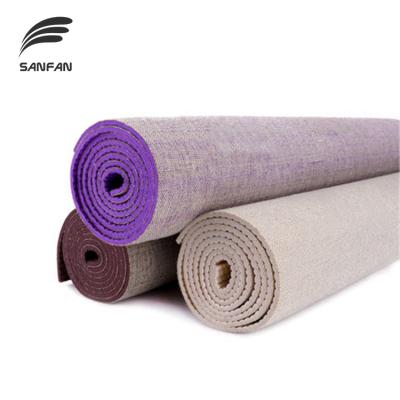 China Linen Mat Eco Friendly Hemp Jute PVC Non-slip Good Quality Custom Printed Yoga Mat for sale