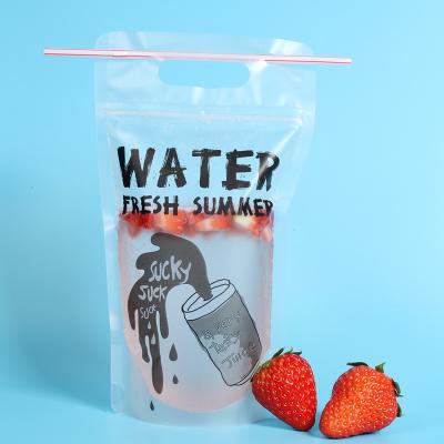 China El jugo plástico de la bebida se levanta bolsos Ziplock con los agujeros de la ejecución, 450-500ml en venta